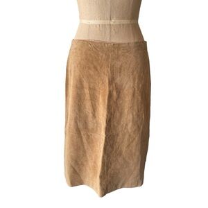 Vintage Suede Leather 60s Midi Skirt